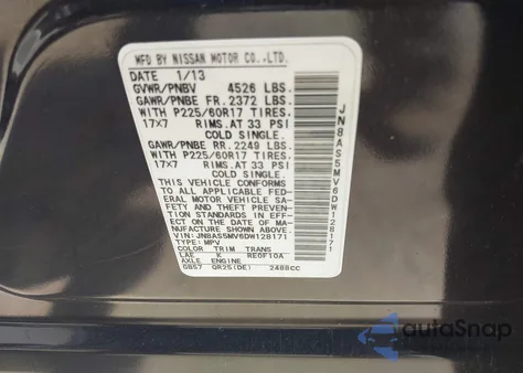 2013 Nissan Rogue Sv из США, поврежденный, VIN JN8AS5MV6DW128171